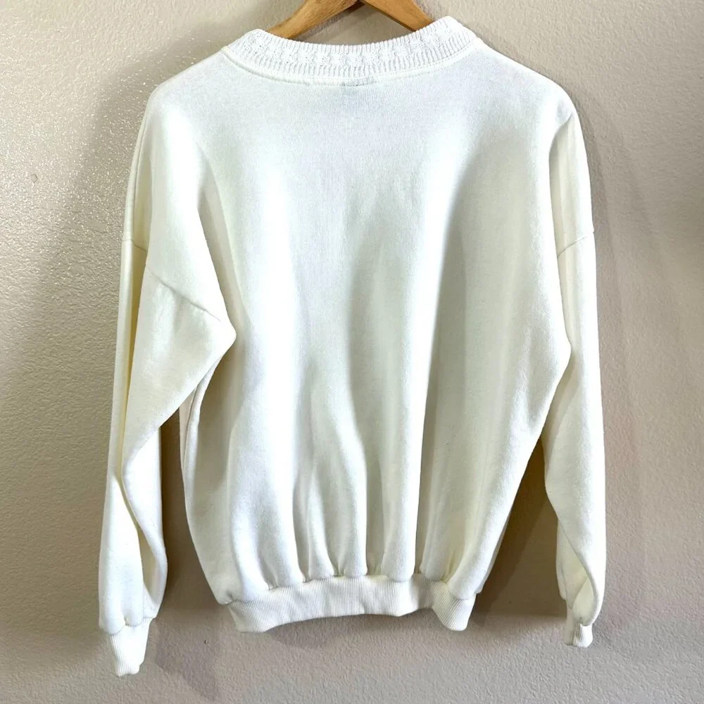 Kangroo Vtg 90s Cream Oversized Pullover Sweatshirt Sweater